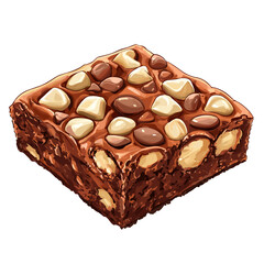 charming brownie square with bite taken cartoon icon style white background.