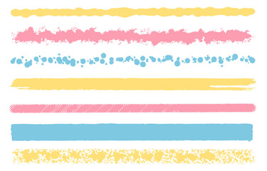 Colorful hand-painted style brush line set