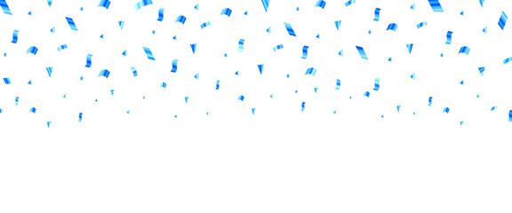Celebratory Blue Confetti Falling on White Background for Party and Events