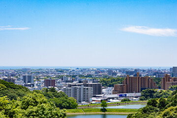 宮崎県宮崎市　平和台公園第一展望デッキから見る宮崎市の街並み　Miyazaki City, Miyazaki Prefecture View from the first observation deck of Heiwadai Park, Miyazaki City, Miyazaki Prefecture