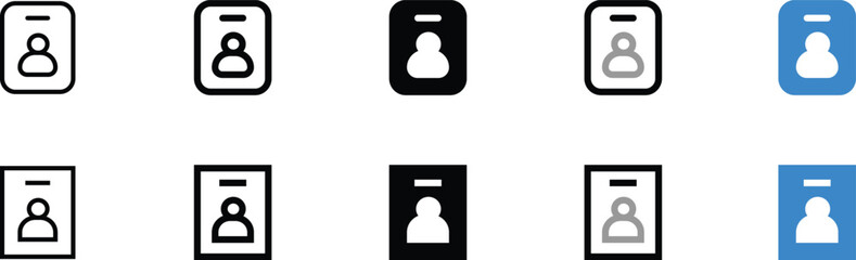 Various ID Card Icons in Different Colors and Styles