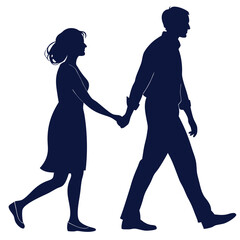 silhouette walking couple on white background 