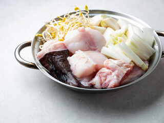 Monkfish Soup , A dish made with monkfish as the main ingredient and boiled with bean sprouts