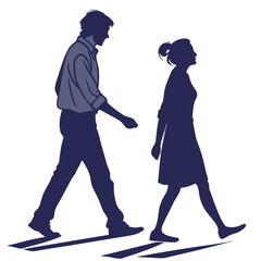 silhouette walking couple on white background 
