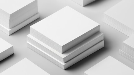 Stacks of blank white squares
