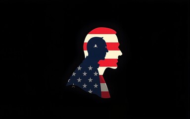 simple the pope silhouette in american flag colors, vector design, black background. High quality