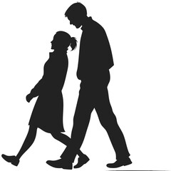 silhouette walking couple on white background 