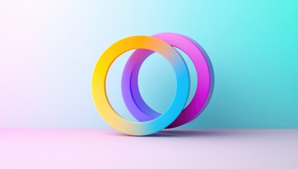 Two overlapping, vibrant, gradient circles on a pastel background