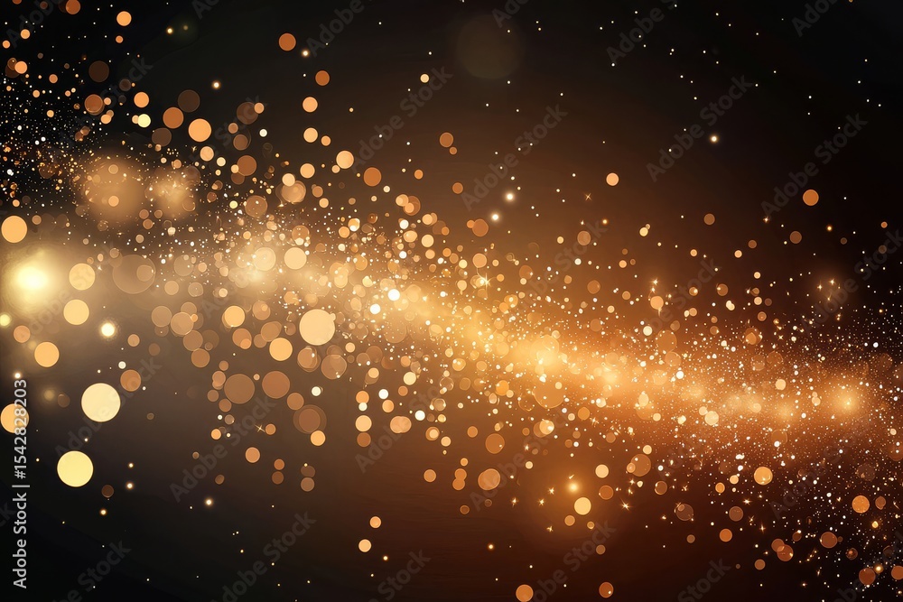Poster captivating abstract design with golden hues and shimmering lights.