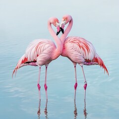 Flamingo enjoying lush botanical paradise at sunset high resolution picture