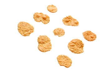 Crispy snacks in different shapes, isolated on white, PNG
