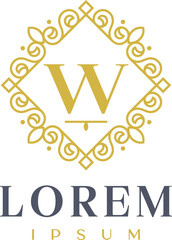 Luxury Diamond Decorative Letter W Logo Template