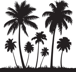 Tropical Palm Tree Icon on Checkerboard Transparent Background