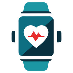 Smartwatch Heart Rate Monitor Icon Health Technology Design Element