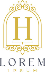 Luxury Frame Decor Letter H Logo Template