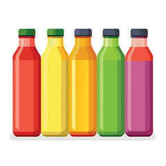 Six juice set isolated on white background