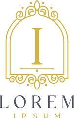 Luxury Frame Decor Letter I Logo Template