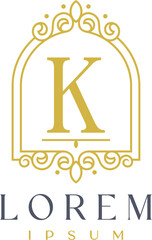Luxury Frame Decor Letter K Logo Template