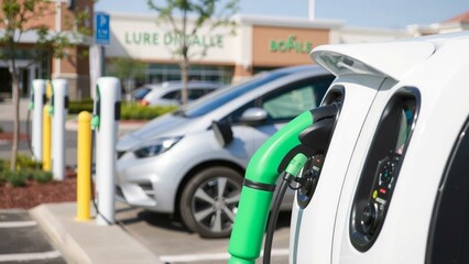 Electric Vehicle Charging Stations at Modern Shopping Center