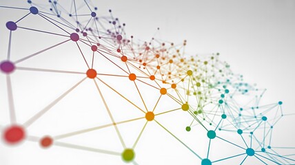 Abstract Network Connection Rainbow Nodes Lines Technology Data Visualization Design