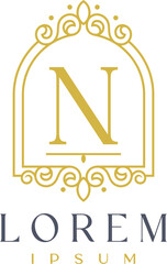 Luxury Frame Decor Letter N Logo Template