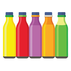 Six juice set isolated on white background