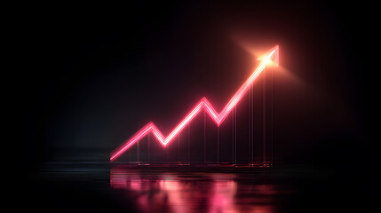 Neon Pink and Red Upward Trending Arrow Graph chart