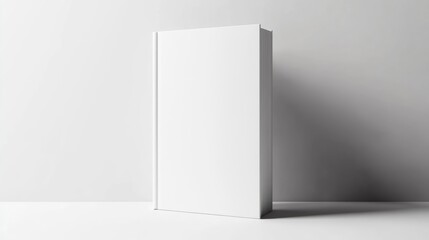 Blank white book on white background
