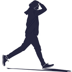 silhouette walkings on white background