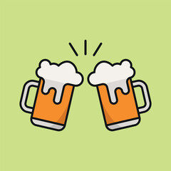 Beer mugs cheers with amber tones and detailed handle creates a rich and festive beer icon.