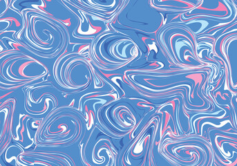 Blue pink white vibrant abstract liquid dynamic gradient waves background. Fluid marble texture isolated on transparent background. Modern cover design with copy space for text.