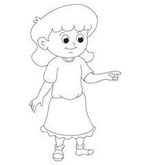 Cute cartoon hand drawn vector happy girl outline.