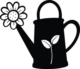 cute watering can vector silhouette art and illustration