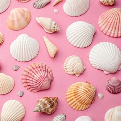 seashells on white background