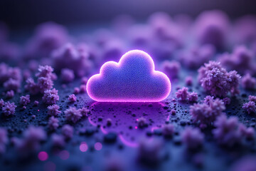 Fototapeta premium Vibrant Cloud Concept with Resilient Texture in a Meshed Lavender Field