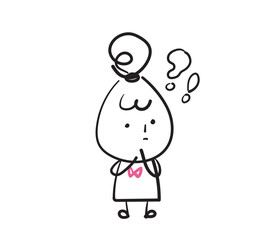 (Question/wonder) Collection of hand drawn lady business worker icons. Vector illustration.