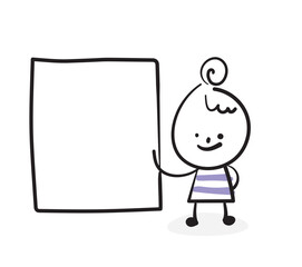 (speech bubbles) Collection of hand drawn lady business worker icons. Vector illustration.