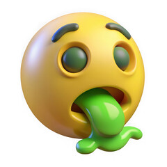 3d render of a sick emoji with green slime