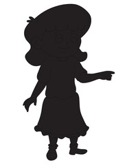 Cute cartoon hand drawn vector girl silhouette.