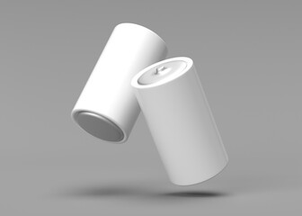 Two Blank Batteries Floating - Mockup for Product Design
