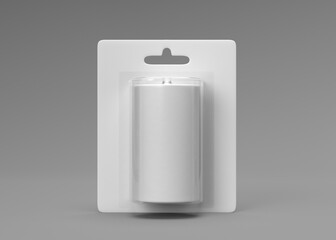 Blank Battery Product Packaging Mockup on Gray Background