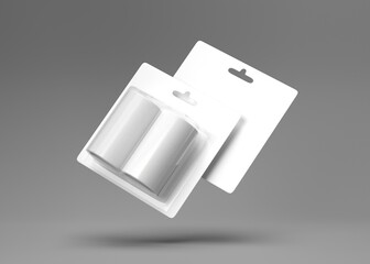 Two Blank Battery Packaging Mockups with Hang Hole
