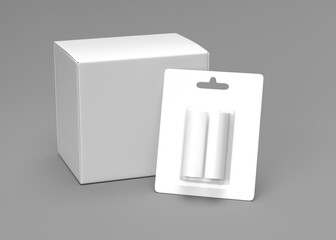 Blank Packaging for AA Batteries - Box and Blister Pack Mockup