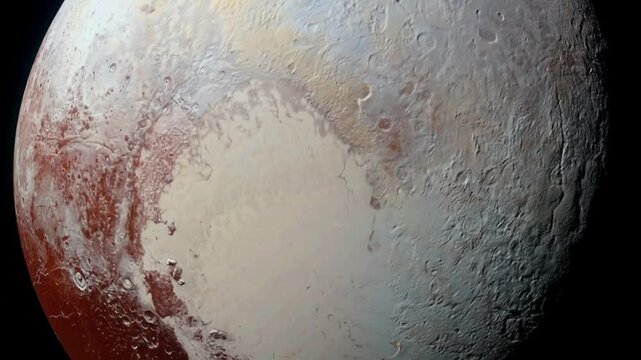 Pluto revealing stunning surface features and colors.