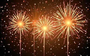 Gold Glittering Fireworks Display Background. High quality