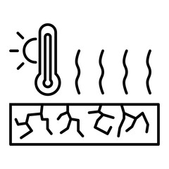 drought, extreme heat line icon with editable stroke