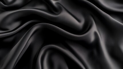 Black satin fabric texture