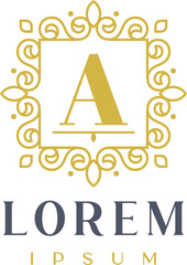 Luxury Square Decorative Letter A Logo Template