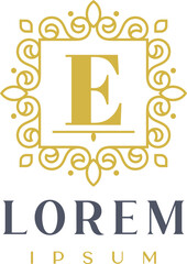 Luxury Square Decorative Letter E Logo Template