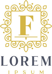Luxury Square Decorative Letter F Logo Template